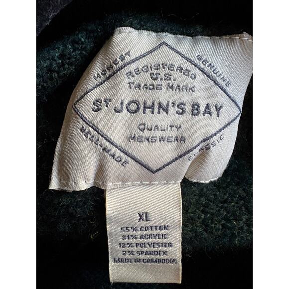 St. John’s Bay Men’s XL Green Navy Striped Knit Sweater - Picture 3 of 4